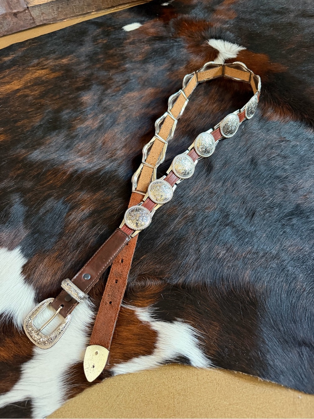 Vintage Justin Leather Concho Belt